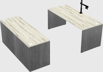 Parallel desk with credenza