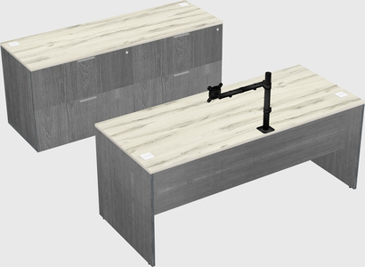 Parallel desk with credenza