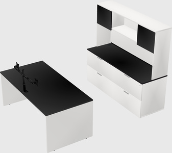 Bureau parallèle avec crédence