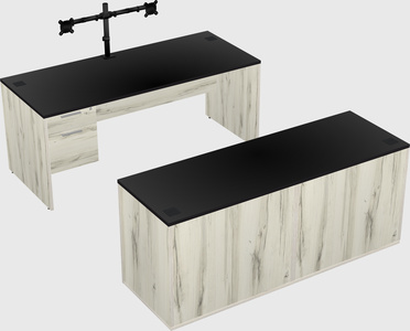 Bureau parallèle avec crédence