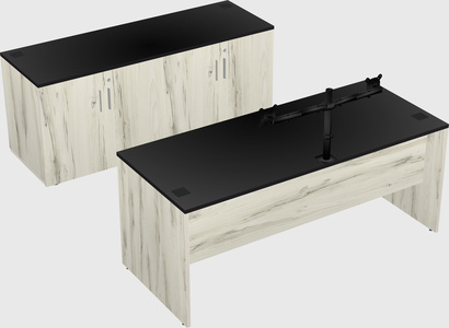 Bureau parallèle avec crédence