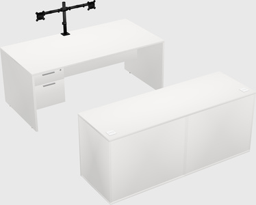 Parallel desk with credenza