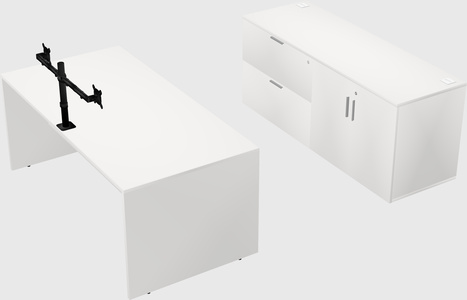 Parallel desk with credenza
