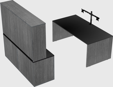 Parallel desk with credenza