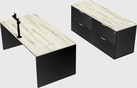 Parallel desk with credenza