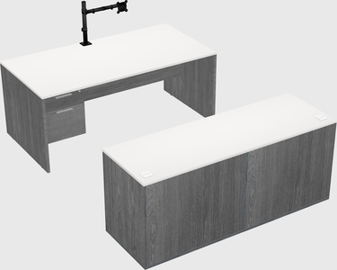 Parallel desk with credenza