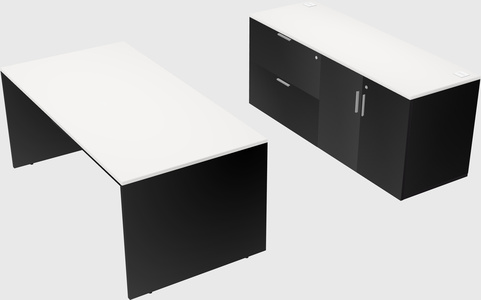 Parallel desk with credenza