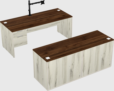Parallel desk with credenza