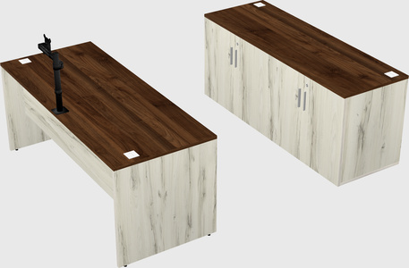 Parallel desk with credenza