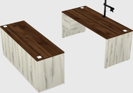 Parallel desk with credenza