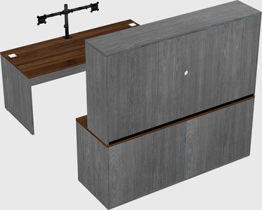 Parallel desk with credenza