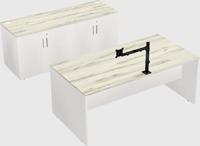Parallel desk with credenza