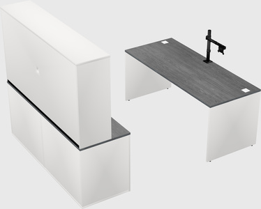 Bureau parallèle avec crédence