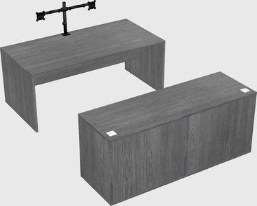 Bureau parallèle avec crédence