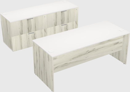 Parallel desk with credenza