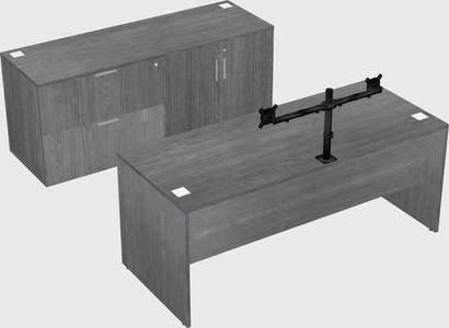 Parallel desk with credenza