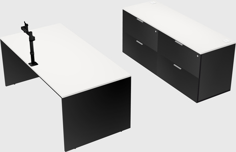 Bureau parallèle avec crédence