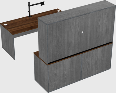 Parallel desk with credenza