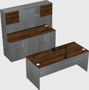 Parallel desk with credenza