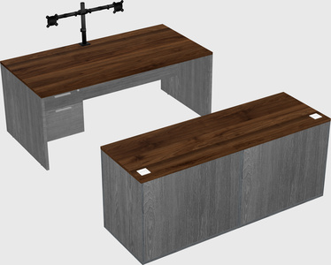Bureau parallèle avec crédence