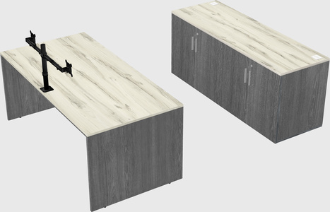 Parallel desk with credenza