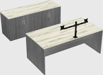Parallel desk with credenza