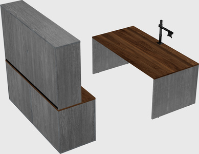 Parallel desk with credenza