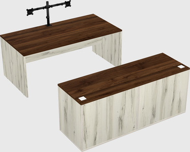 Parallel desk with credenza