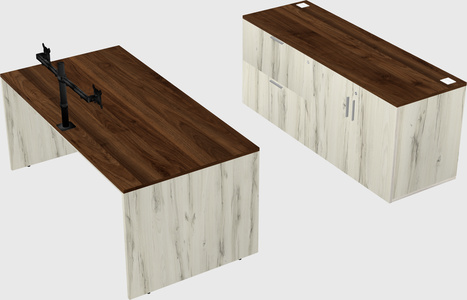 Parallel desk with credenza