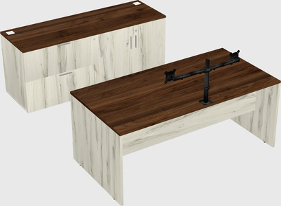 Parallel desk with credenza