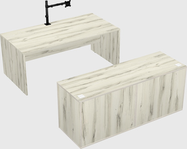 Parallel desk with credenza