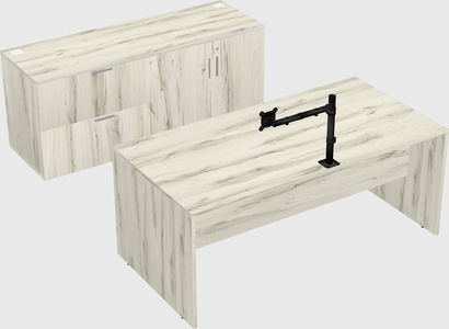 Parallel desk with credenza
