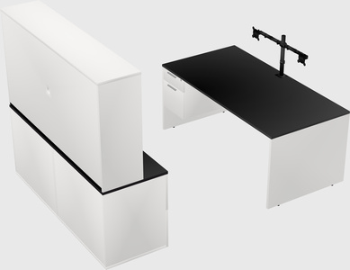Bureau parallèle avec crédence