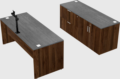 Parallel desk with credenza