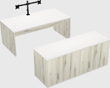 Parallel desk with credenza