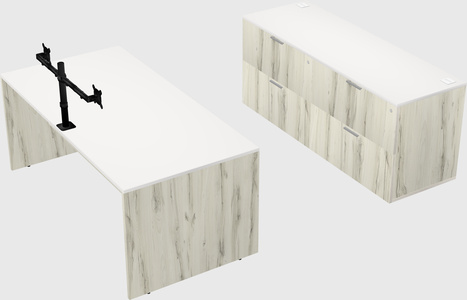 Parallel desk with credenza