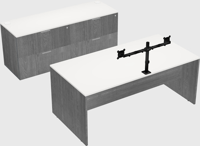 Parallel desk with credenza