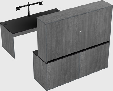 Bureau parallèle avec crédence