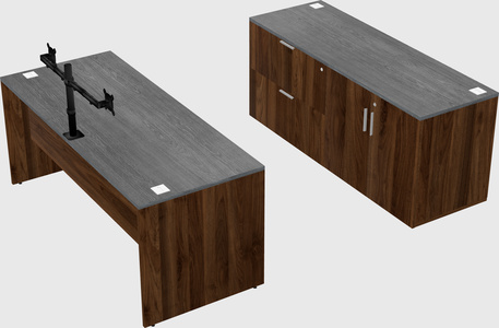 Bureau parallèle avec crédence