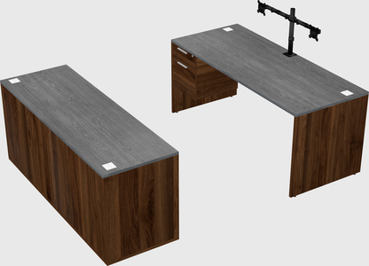 Bureau parallèle avec crédence