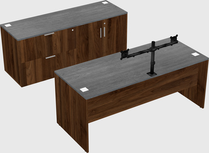Bureau parallèle avec crédence