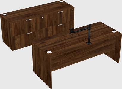 Parallel desk with credenza