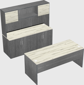Parallel desk with credenza