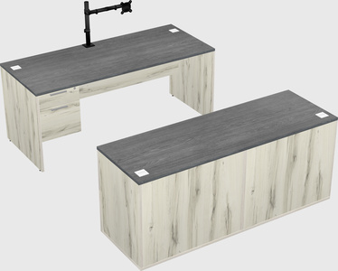 Parallel desk with credenza