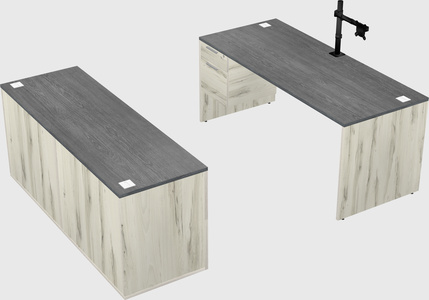 Parallel desk with credenza