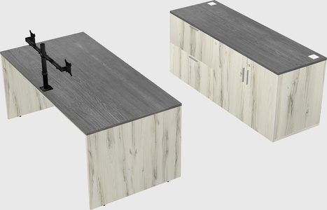 Parallel desk with credenza