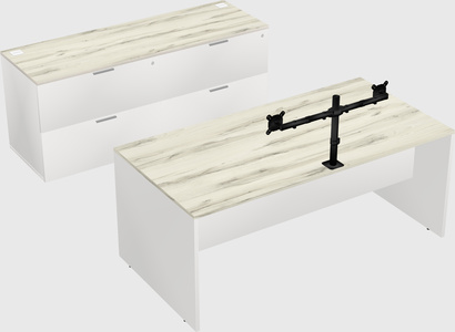 Parallel desk with credenza