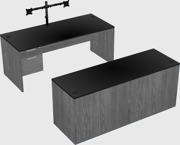 Bureau parallèle avec crédence