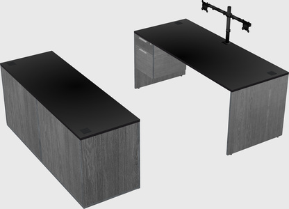 Bureau parallèle avec crédence