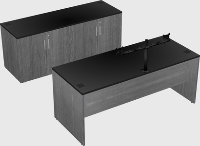 Bureau parallèle avec crédence